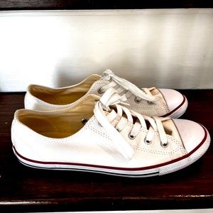Converse white sneakers with laces